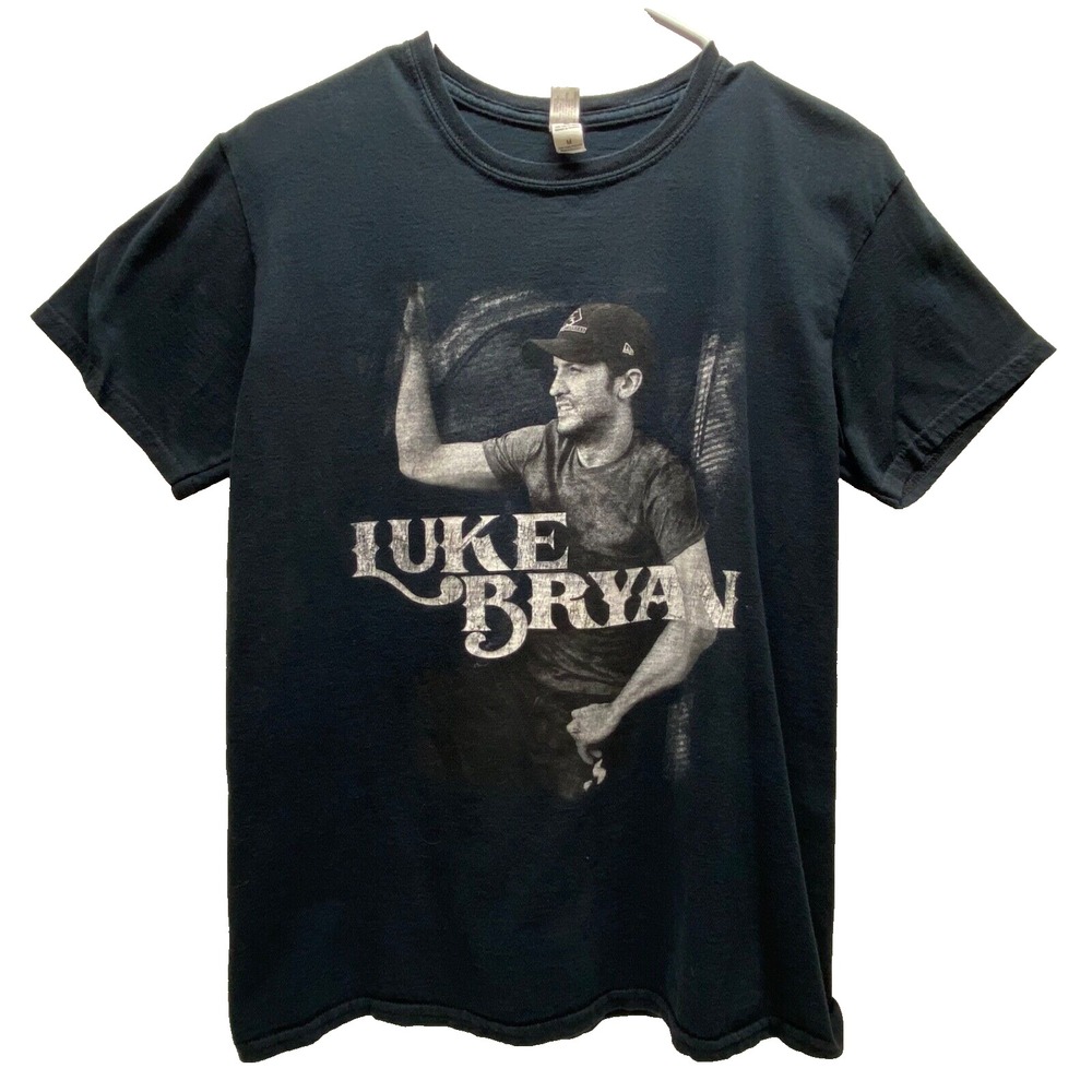 Luke Bryan T-Shirt Men's Medium Black Gildan Softstyle Concert Tee Cotton Blend